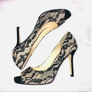 Enzo Angiolini Maiven Lace Peep Toe Heels Size 7